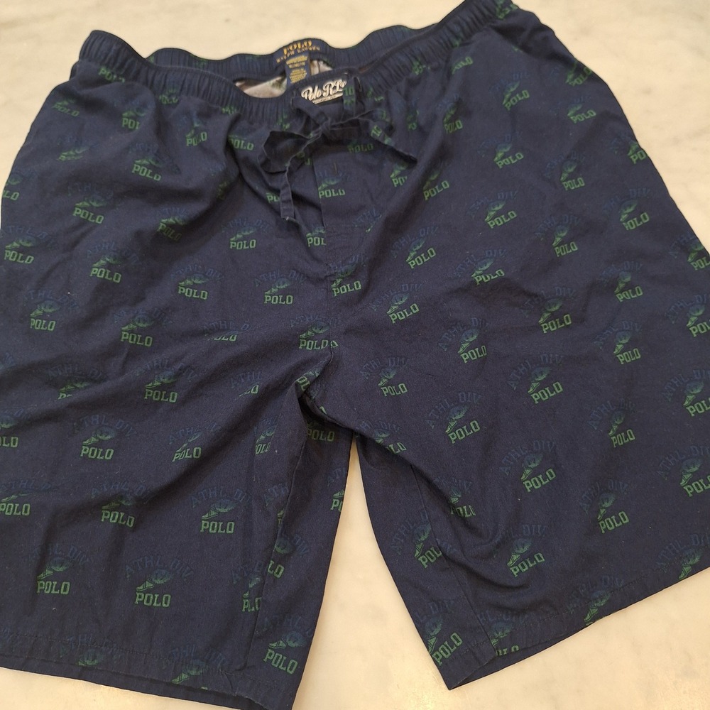 Polo Ralph Lauren Sleep Long Shorts Mens XL Navy Blue Logo Pajamas Preppy Lounge